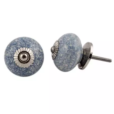 Slate Blue Crackle Ceramic Drawer Knob